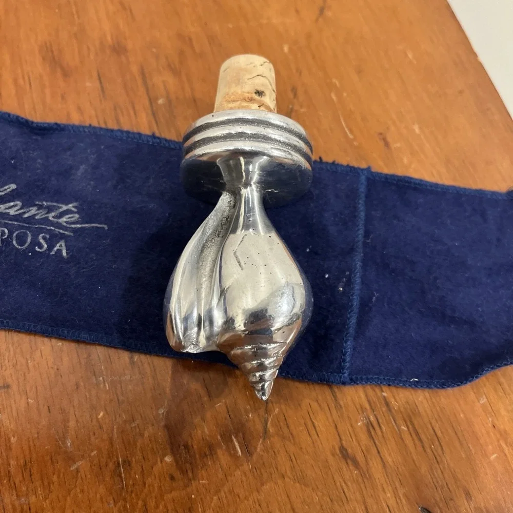 Mariposa Sea Shell Seashell Wine Bottle Stopper Recycled Aluminum Beach‎ Cork